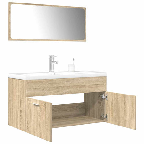 3 Piece Bathroom Furniture Set Engineered Wood