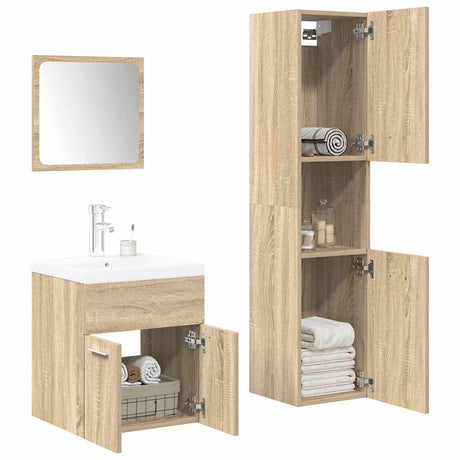 4 Piece Bathroom Furniture Set Engineered Wood