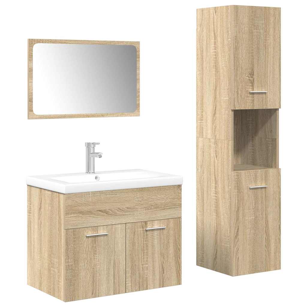 4 Piece Bathroom Furniture Set Engineered Wood