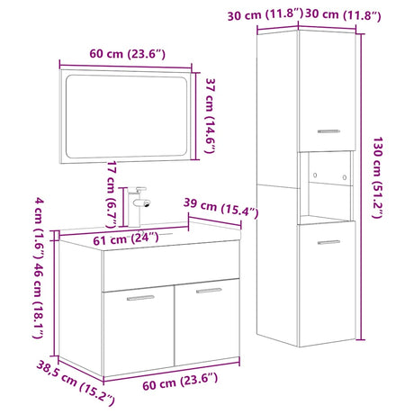 4 Piece Bathroom Furniture Set Engineered Wood
