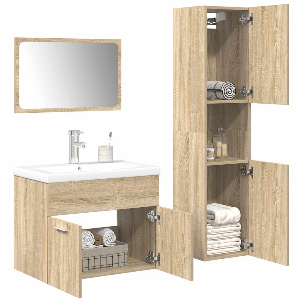 4 Piece Bathroom Furniture Set Engineered Wood