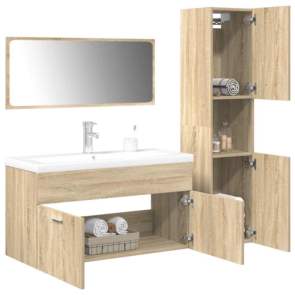 4 Piece Bathroom Furniture Set Engineered Wood
