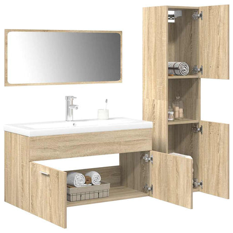4 Piece Bathroom Furniture Set Engineered Wood