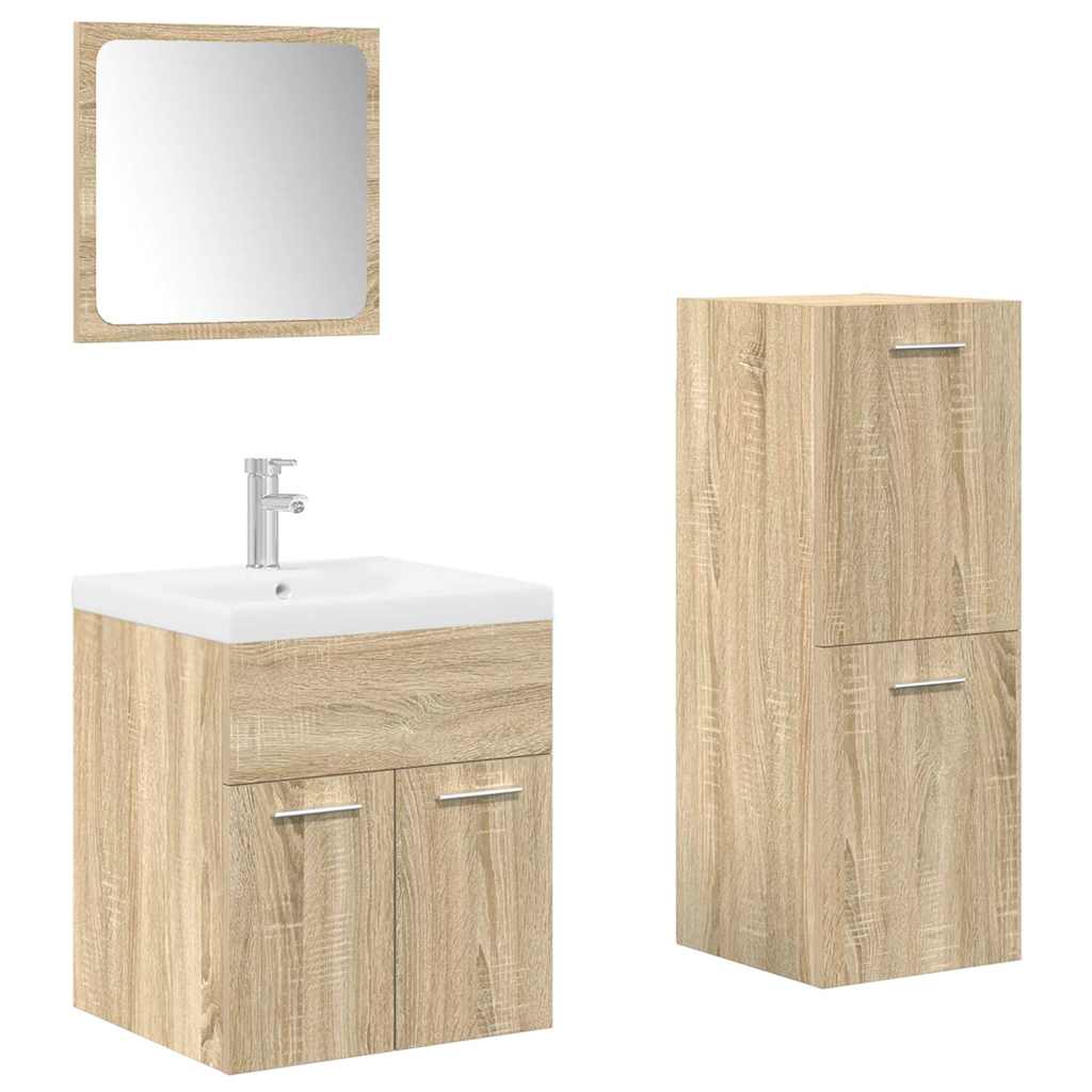 4 Piece Bathroom Furniture Set Engineered Wood
