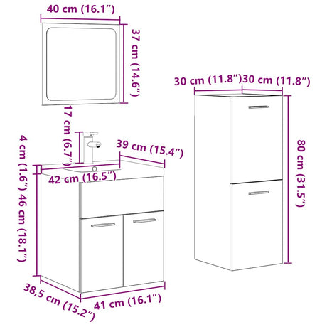 4 Piece Bathroom Furniture Set Engineered Wood