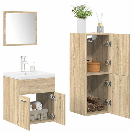 4 Piece Bathroom Furniture Set Engineered Wood