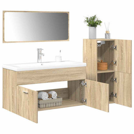 4 Piece Bathroom Furniture Set Engineered Wood