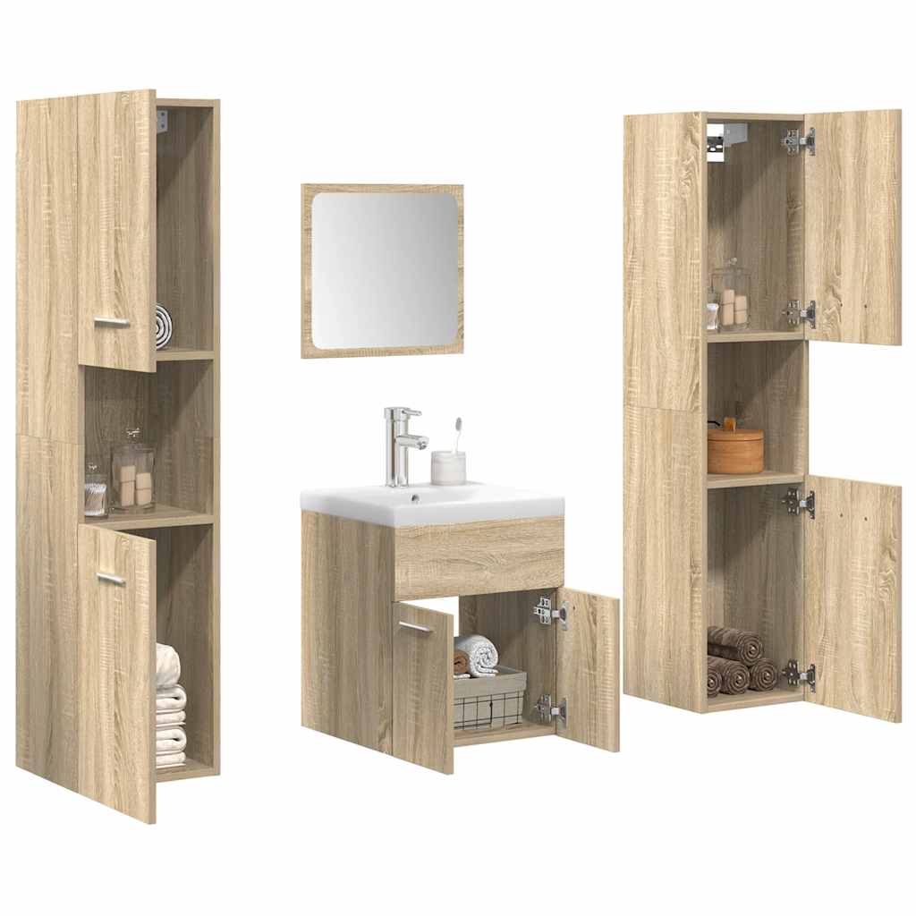 5 Piece Bathroom Furniture Set Engineered Wood