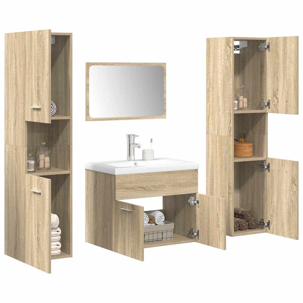 5 Piece Bathroom Furniture Set Engineered Wood