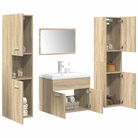 5 Piece Bathroom Furniture Set Engineered Wood