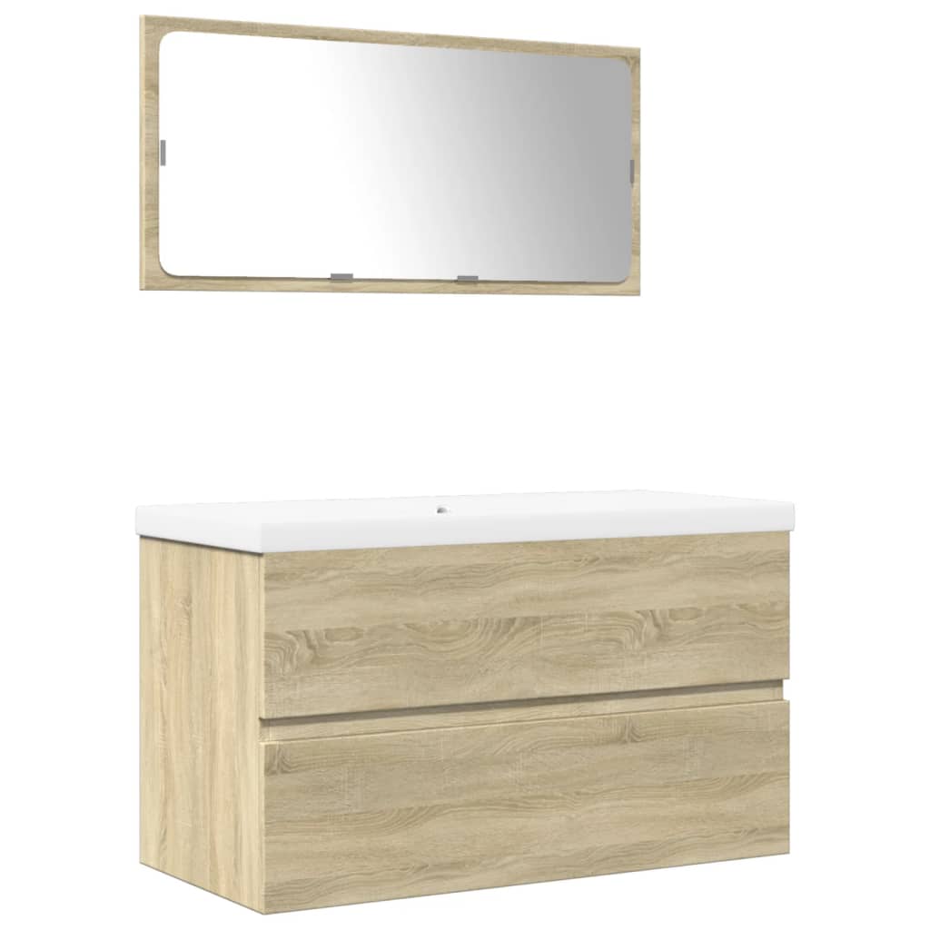 3 Piece Bathroom Furniture Set Engineered Wood