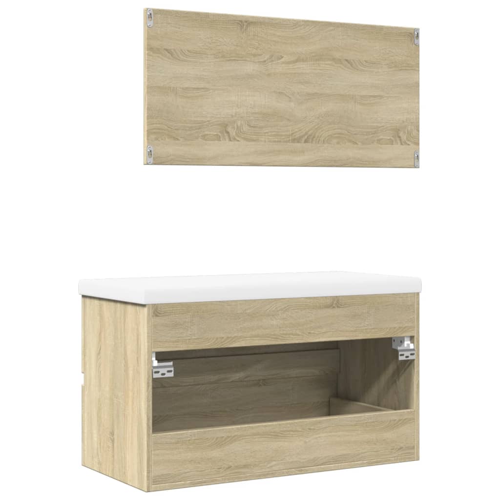 3 Piece Bathroom Furniture Set Engineered Wood