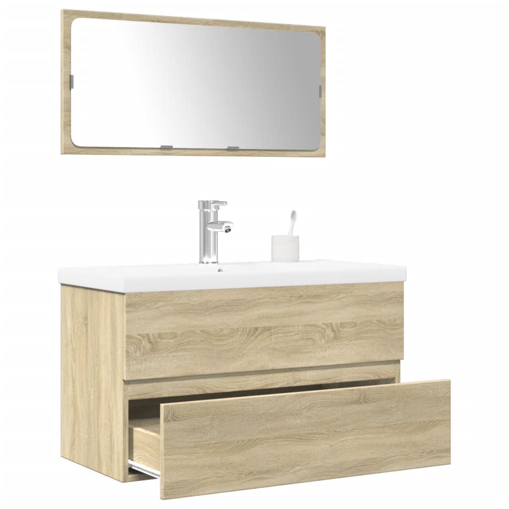 3 Piece Bathroom Furniture Set Engineered Wood