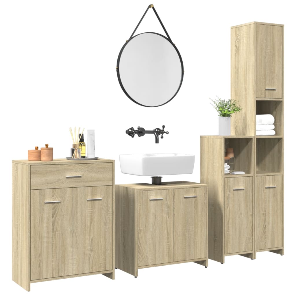 4 Piece Bathroom Furniture Set Engineered Wood