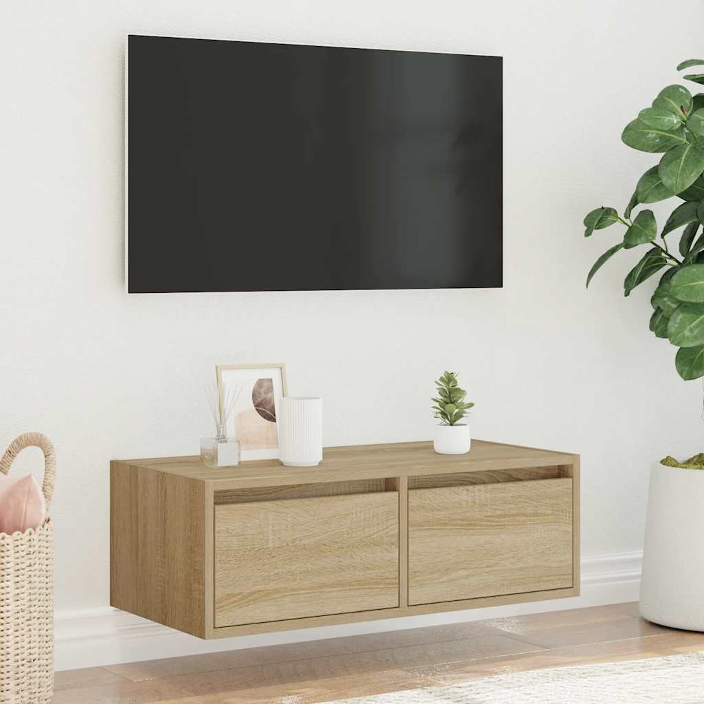 Tv Cabinet With Led Lights 75X35.5X25 Cm