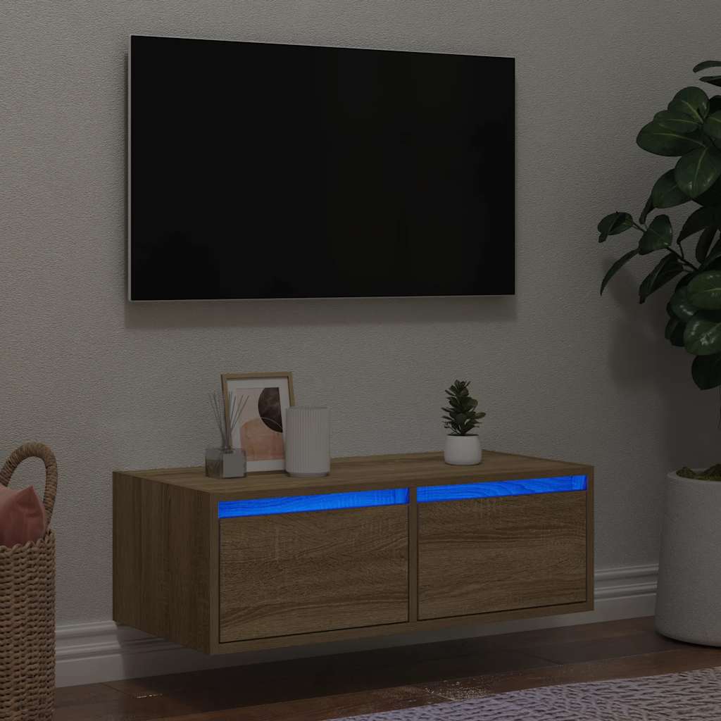 Tv Cabinet With Led Lights 75X35.5X25 Cm