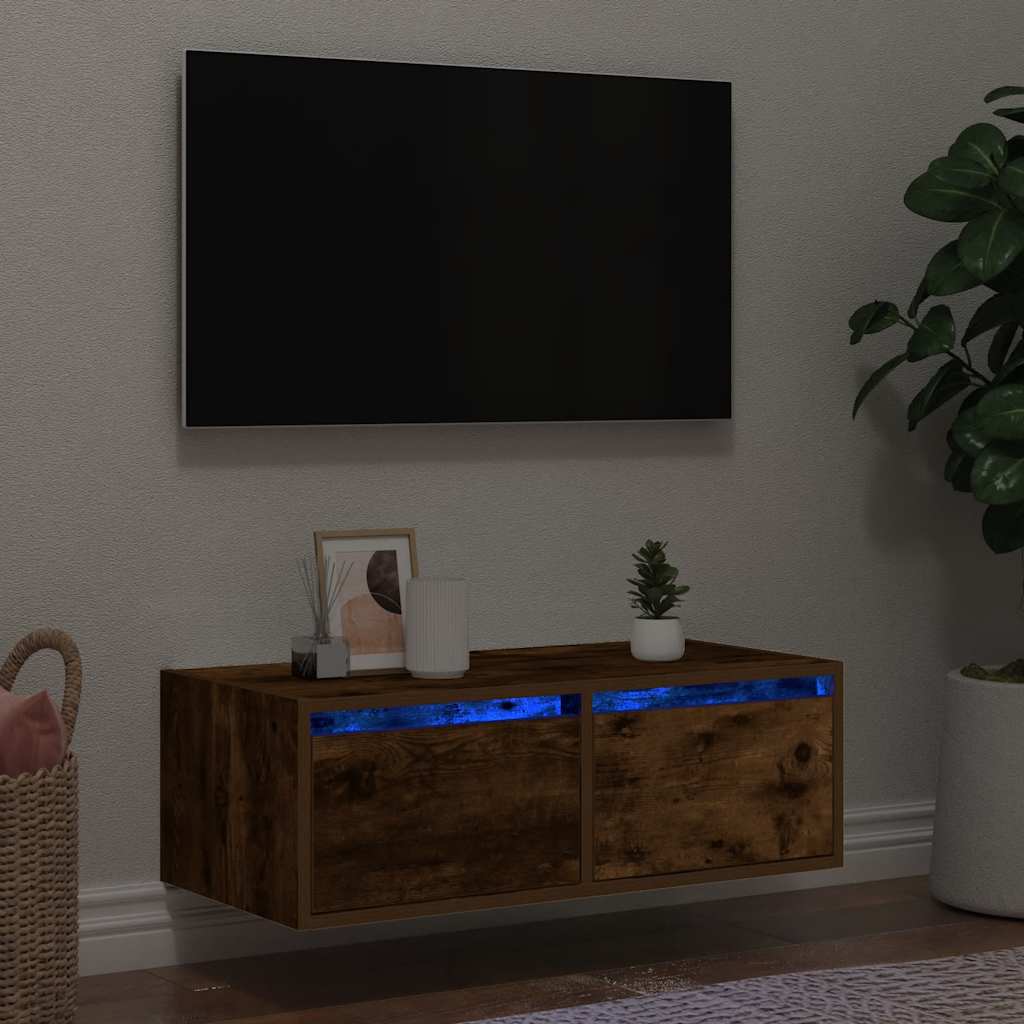 Tv Cabinet With Led Lights 75X35.5X25 Cm