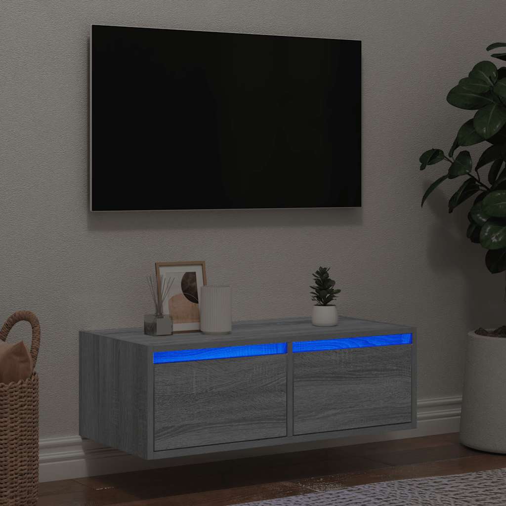 Tv Cabinet With Led Lights 75X35.5X25 Cm
