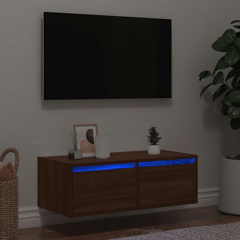 Tv Cabinet With Led Lights 75X35.5X25 Cm
