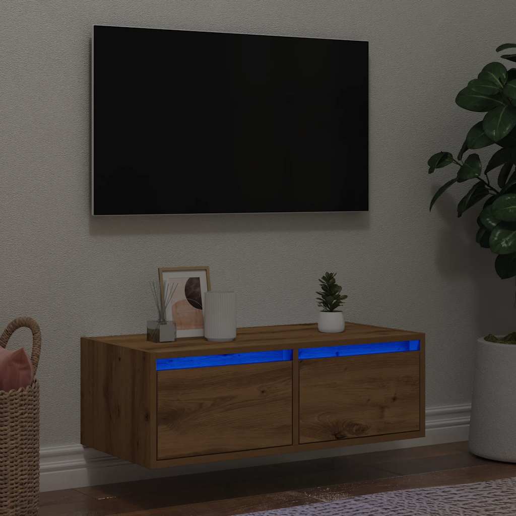 Tv Cabinet With Led Lights 75X35.5X25 Cm