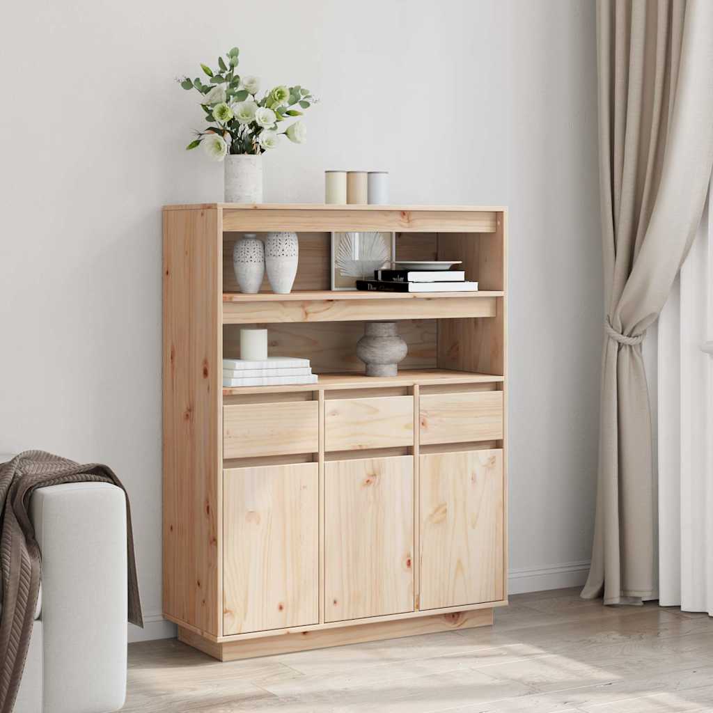 Highboard 89X34X116.5 Cm Solid Wood Pine