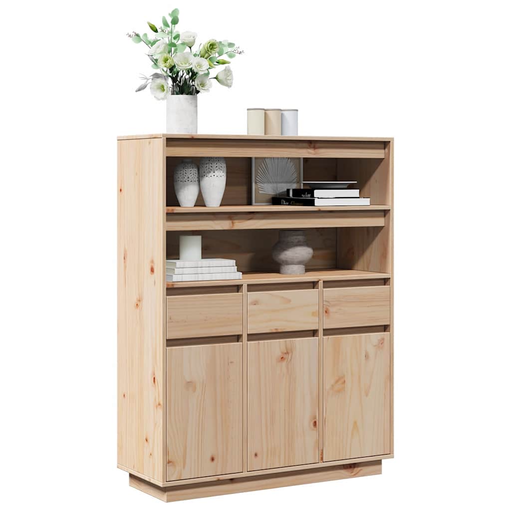 Highboard 89X34X116.5 Cm Solid Wood Pine