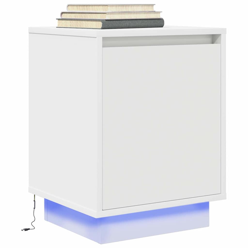 Bedside Cabinets With Led Lights 2 Pcs 38X34X50 Cm