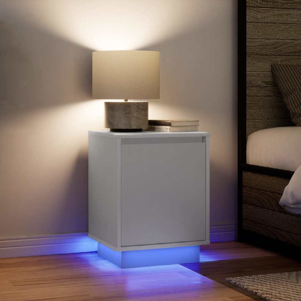 Bedside Cabinets With Led Lights 2 Pcs 38X34X50 Cm