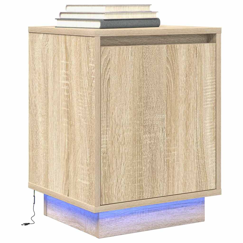 Bedside Cabinets With Led Lights 2 Pcs 38X34X50 Cm