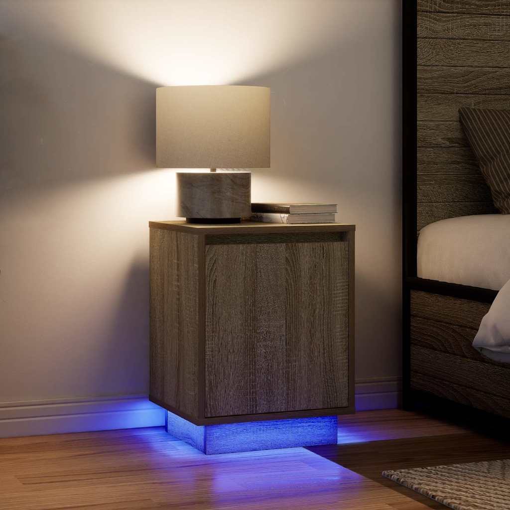 Bedside Cabinets With Led Lights 2 Pcs 38X34X50 Cm