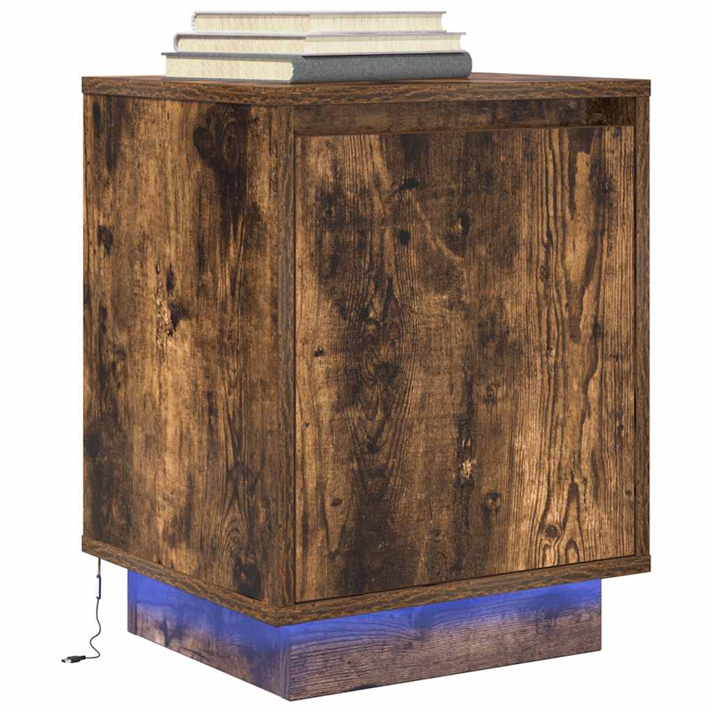 Bedside Cabinets With Led Lights 2 Pcs 38X34X50 Cm