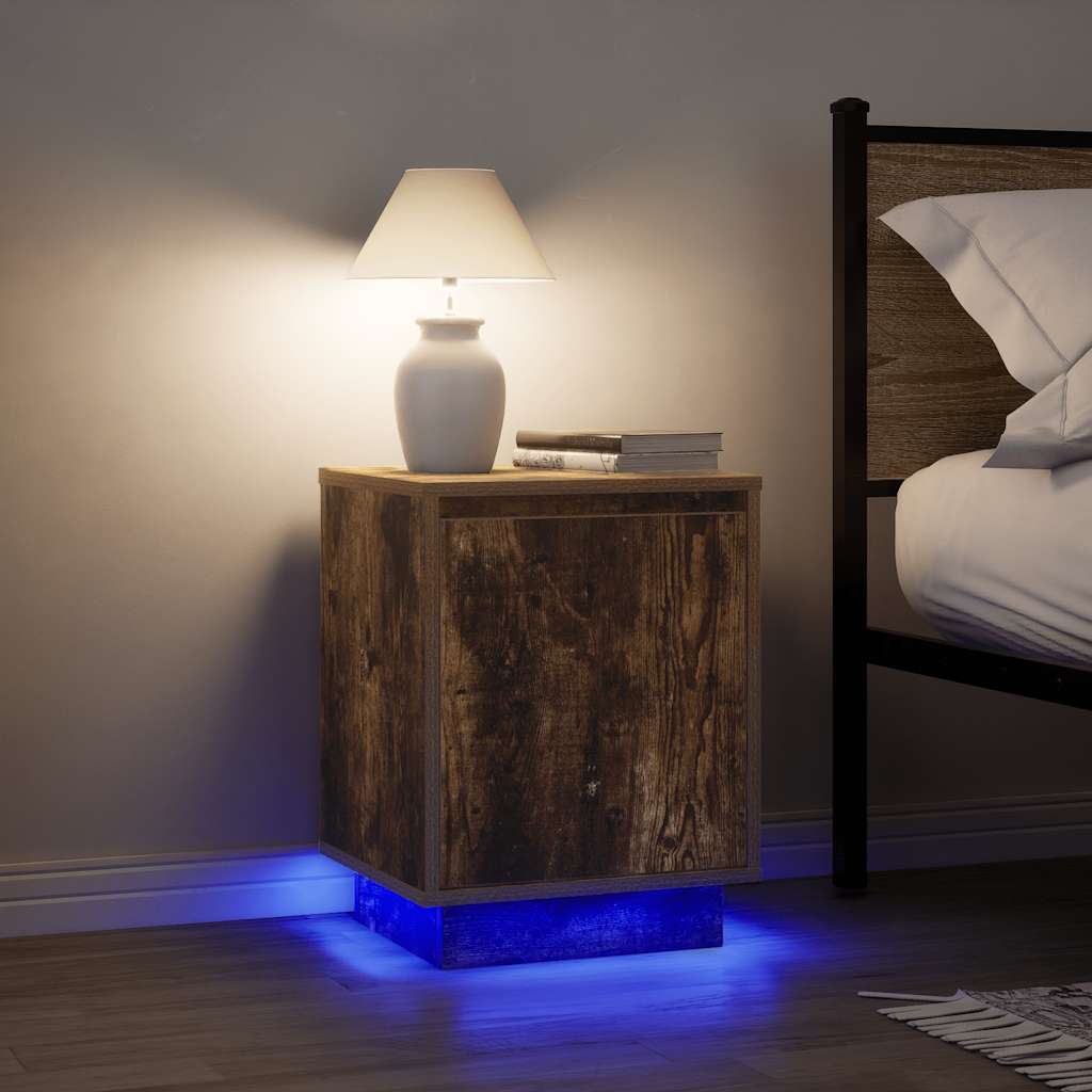 Bedside Cabinets With Led Lights 2 Pcs 38X34X50 Cm