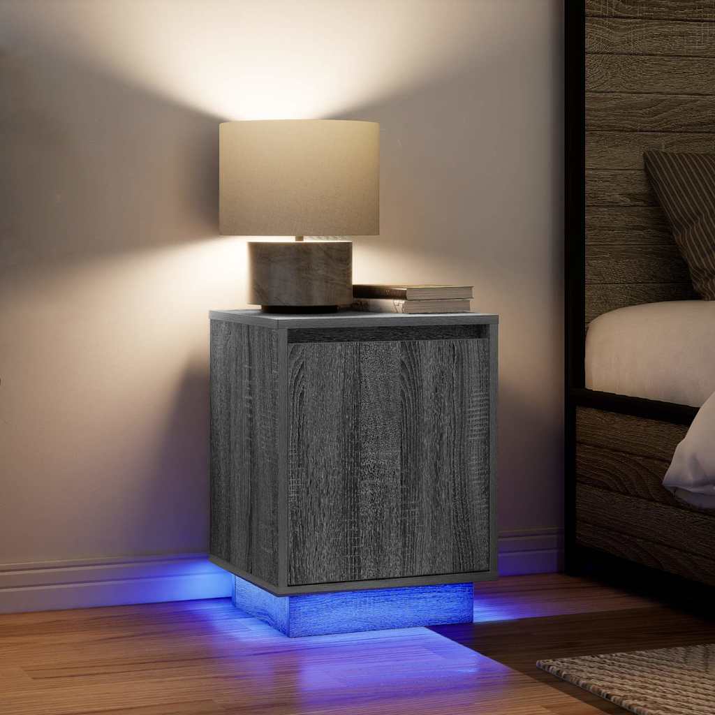 Bedside Cabinets With Led Lights 2 Pcs 38X34X50 Cm