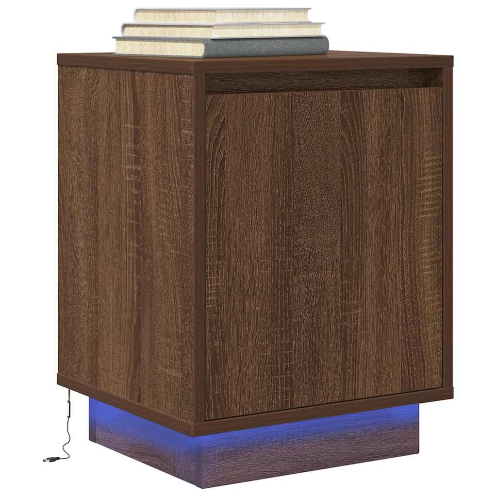 Bedside Cabinets With Led Lights 2 Pcs 38X34X50 Cm