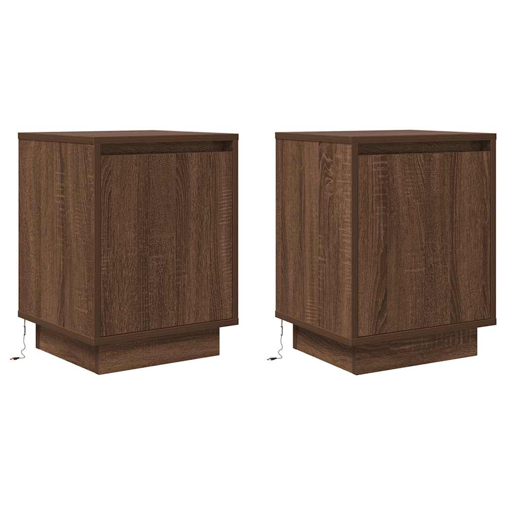 Bedside Cabinets With Led Lights 2 Pcs 38X34X50 Cm