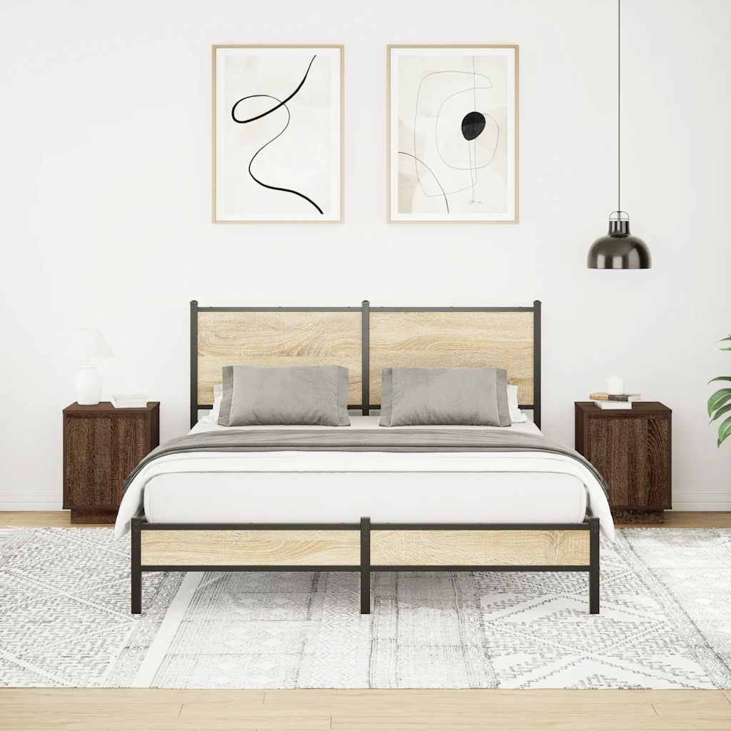 Bedside Cabinets With Led Lights 2 Pcs 38X34X50 Cm