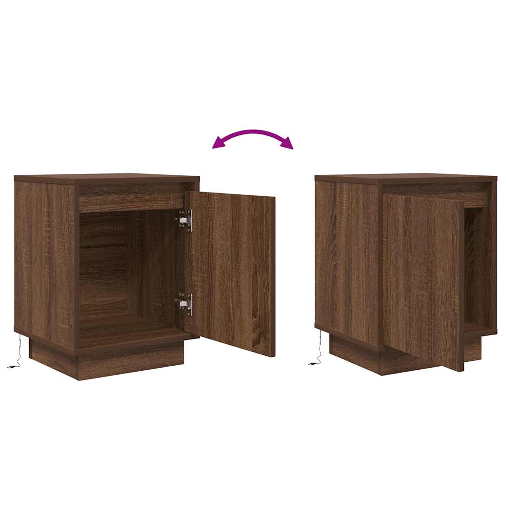 Bedside Cabinets With Led Lights 2 Pcs 38X34X50 Cm