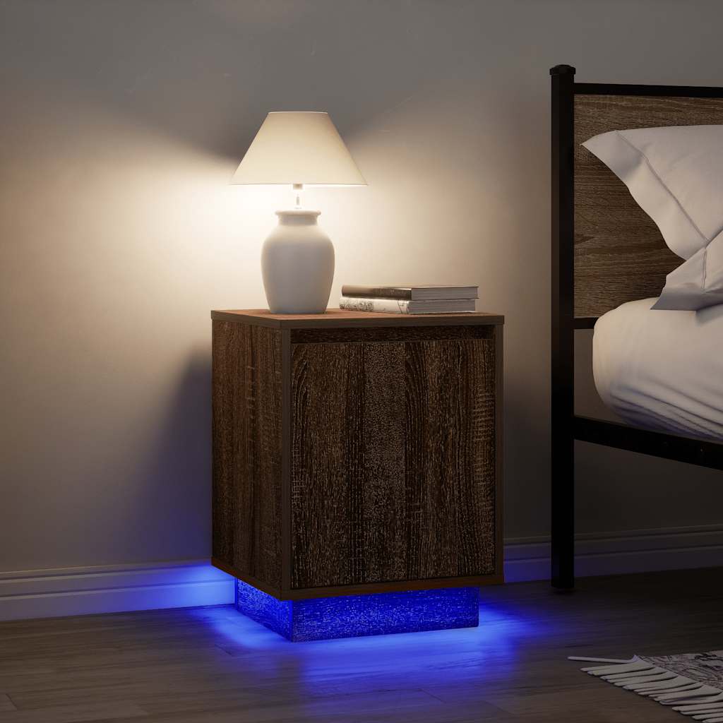 Bedside Cabinets With Led Lights 2 Pcs 38X34X50 Cm
