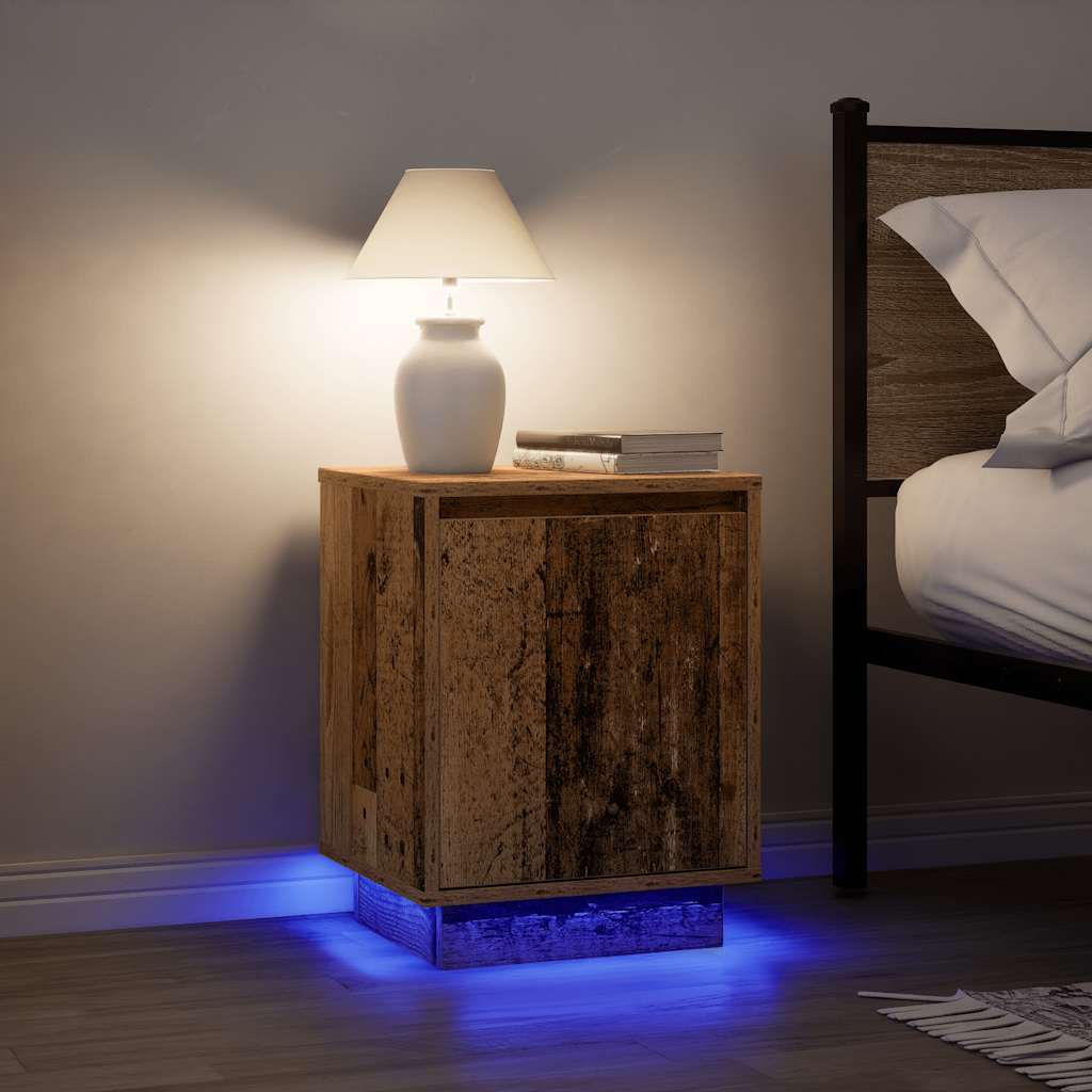 Bedside Cabinets With Led Lights 2 Pcs 38X34X50 Cm