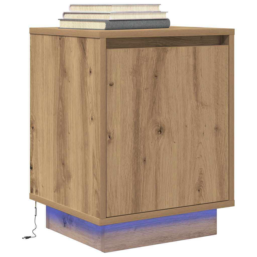 Bedside Cabinets With Led Lights 2 Pcs 38X34X50 Cm