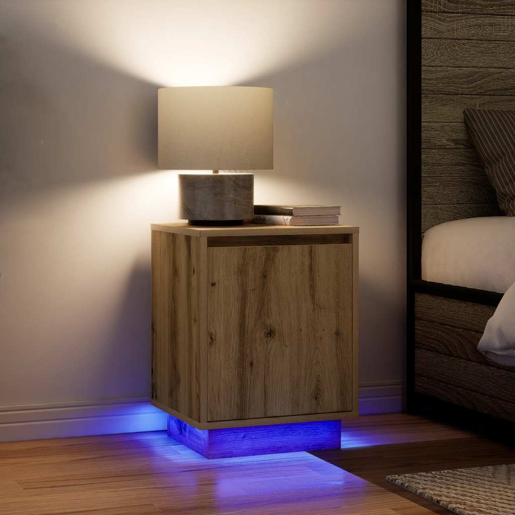 Bedside Cabinets With Led Lights 2 Pcs 38X34X50 Cm