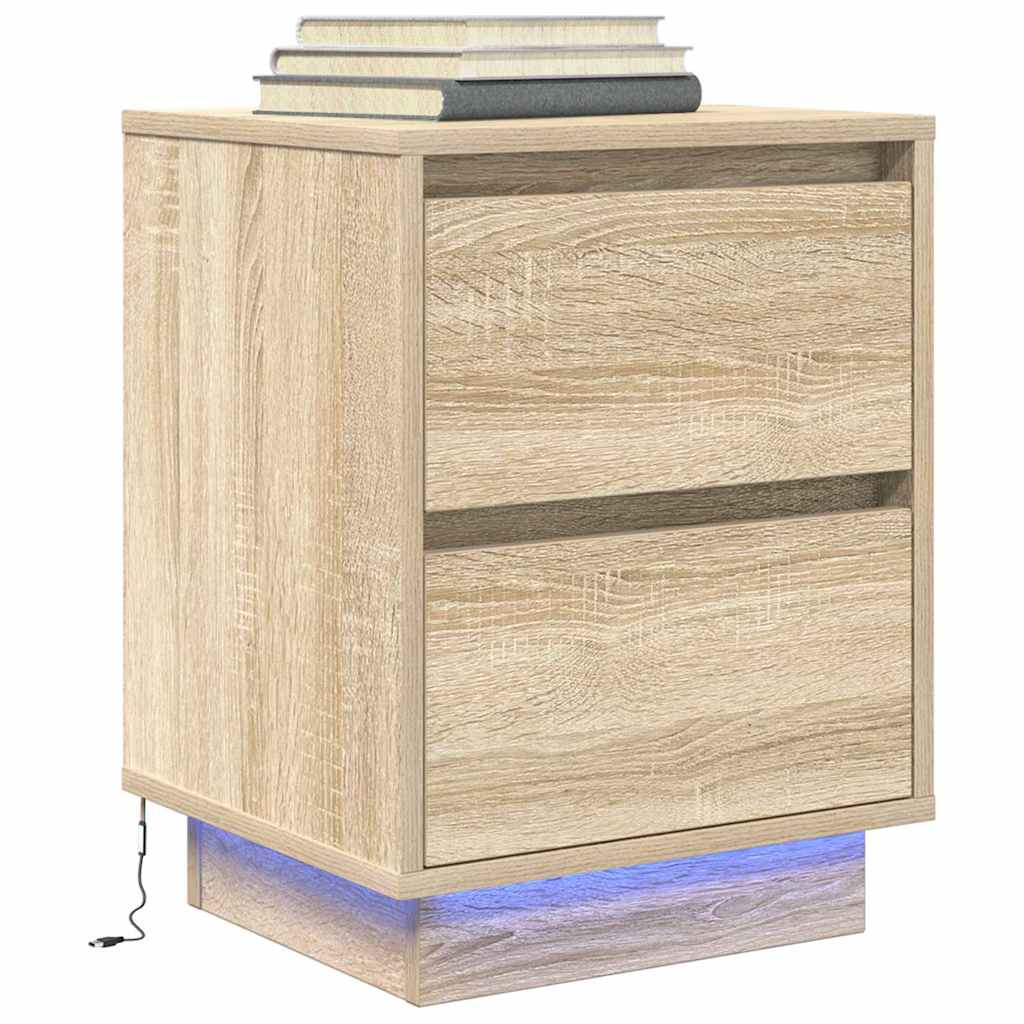 Bedside Cabinet With Led Lights 38X34X
