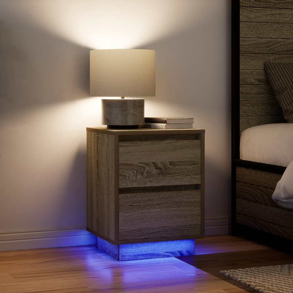 Bedside Cabinet With Led Lights 38X34X