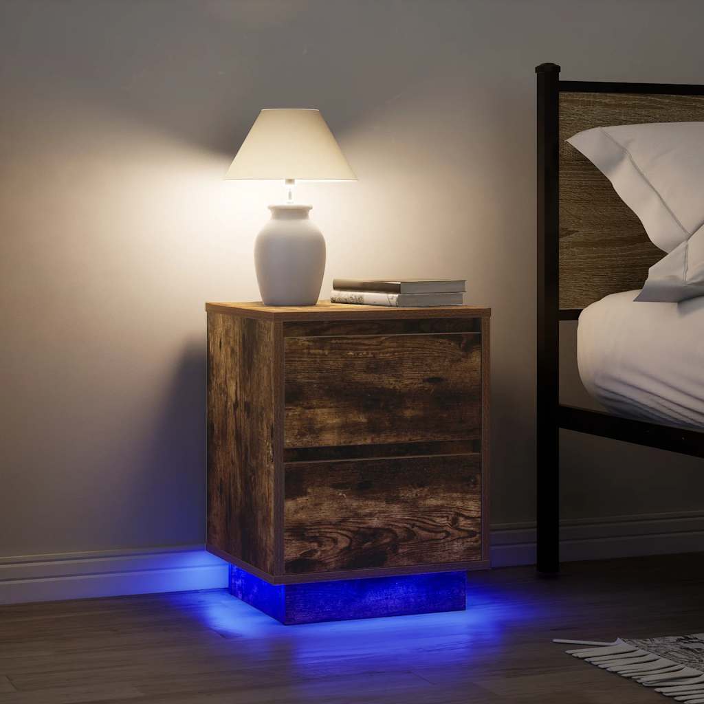 Bedside Cabinet With Led Lights 38X34X