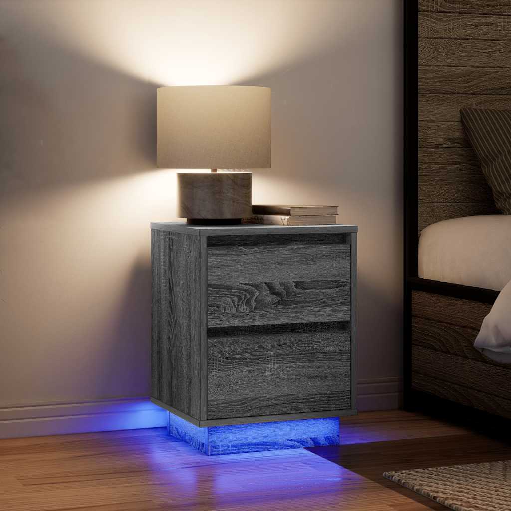 Bedside Cabinet With Led Lights 38X34X