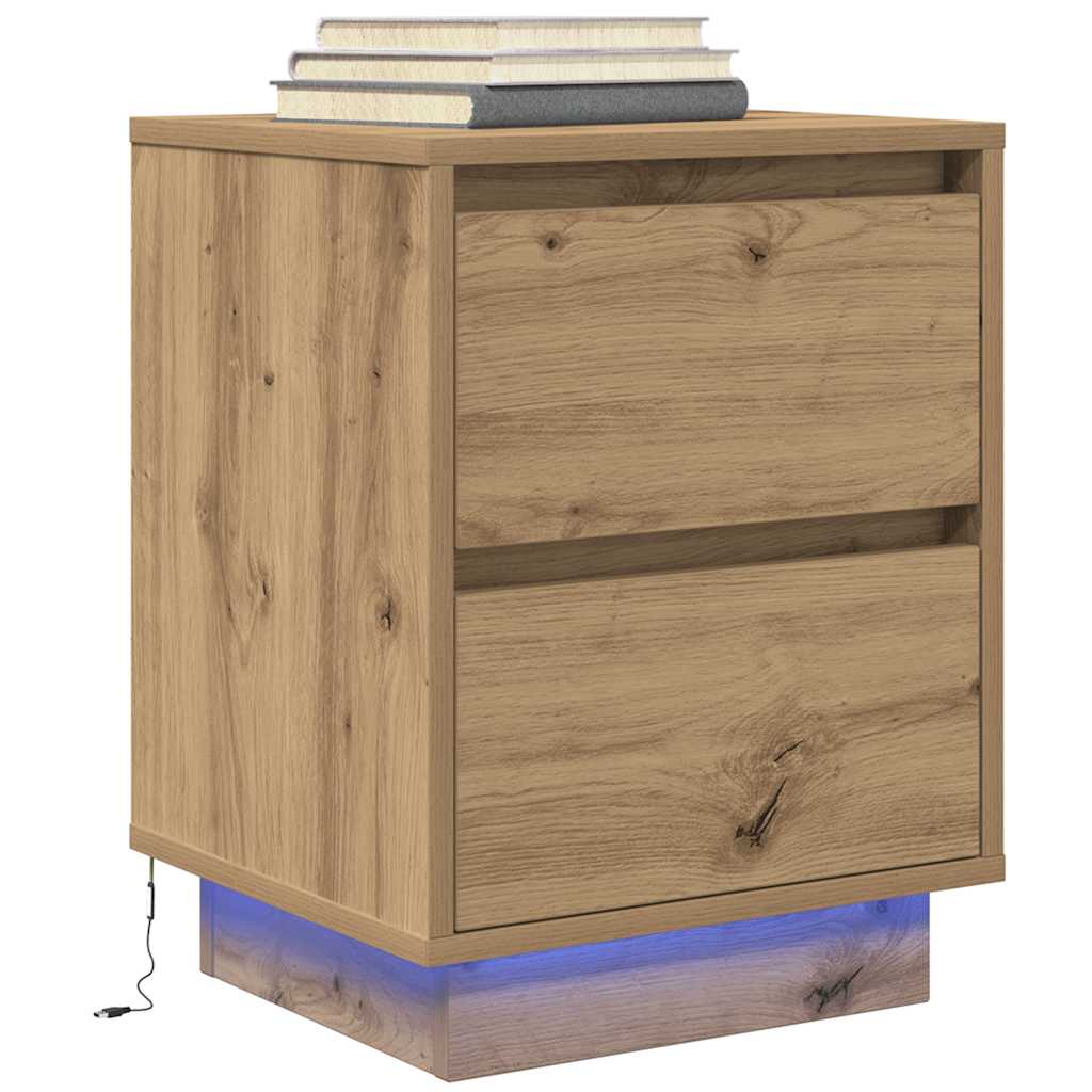 Bedside Cabinet With Led Lights 38X34X