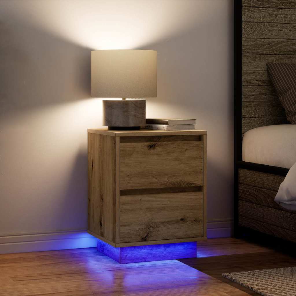 Bedside Cabinet With Led Lights 38X34X
