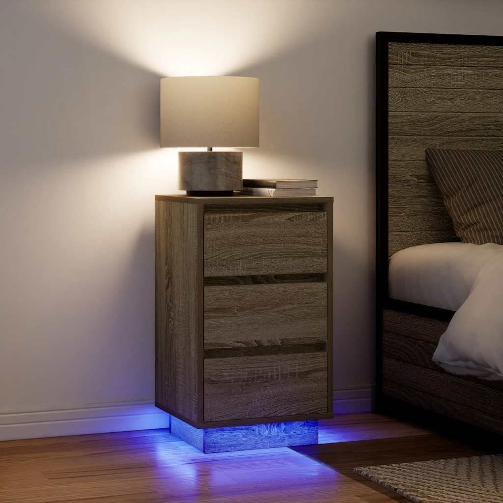Bedside Cabinet With Led Lights 38X34X