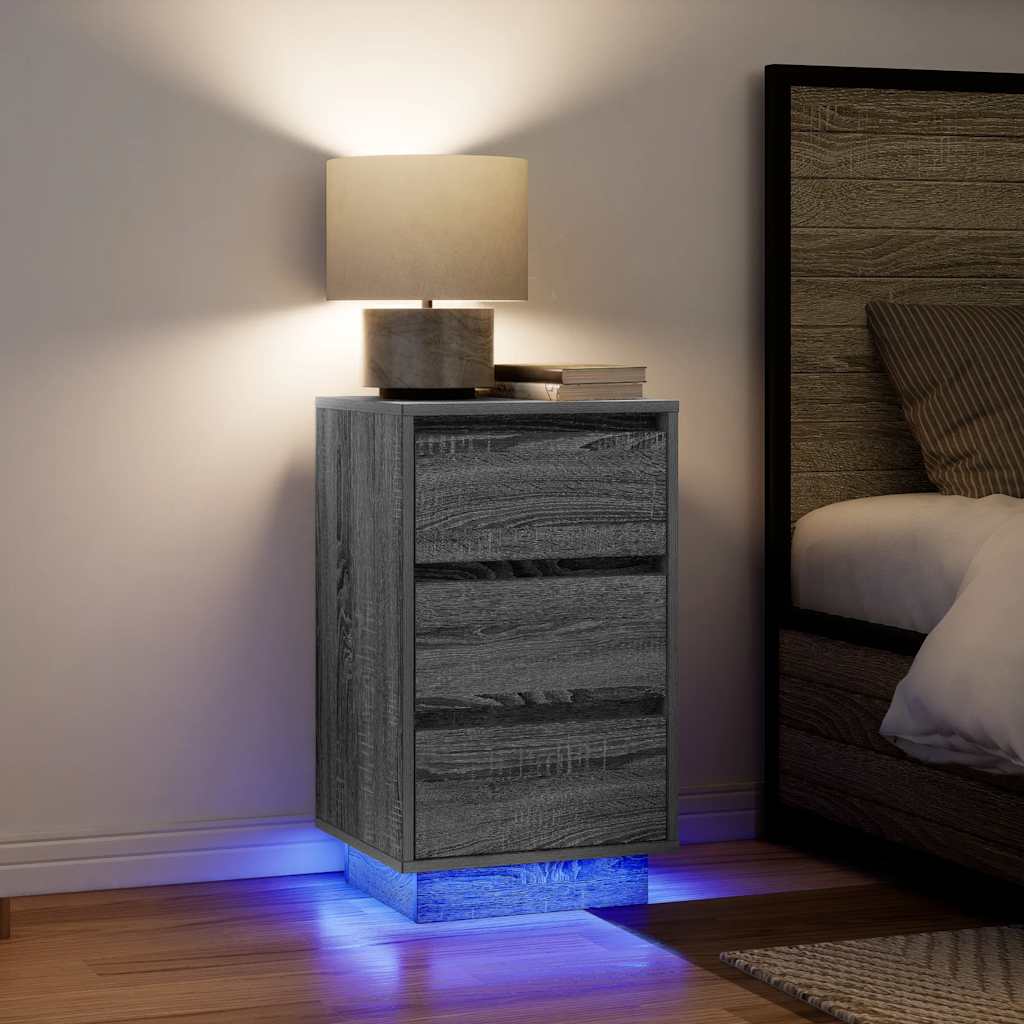 Bedside Cabinet With Led Lights 38X34X