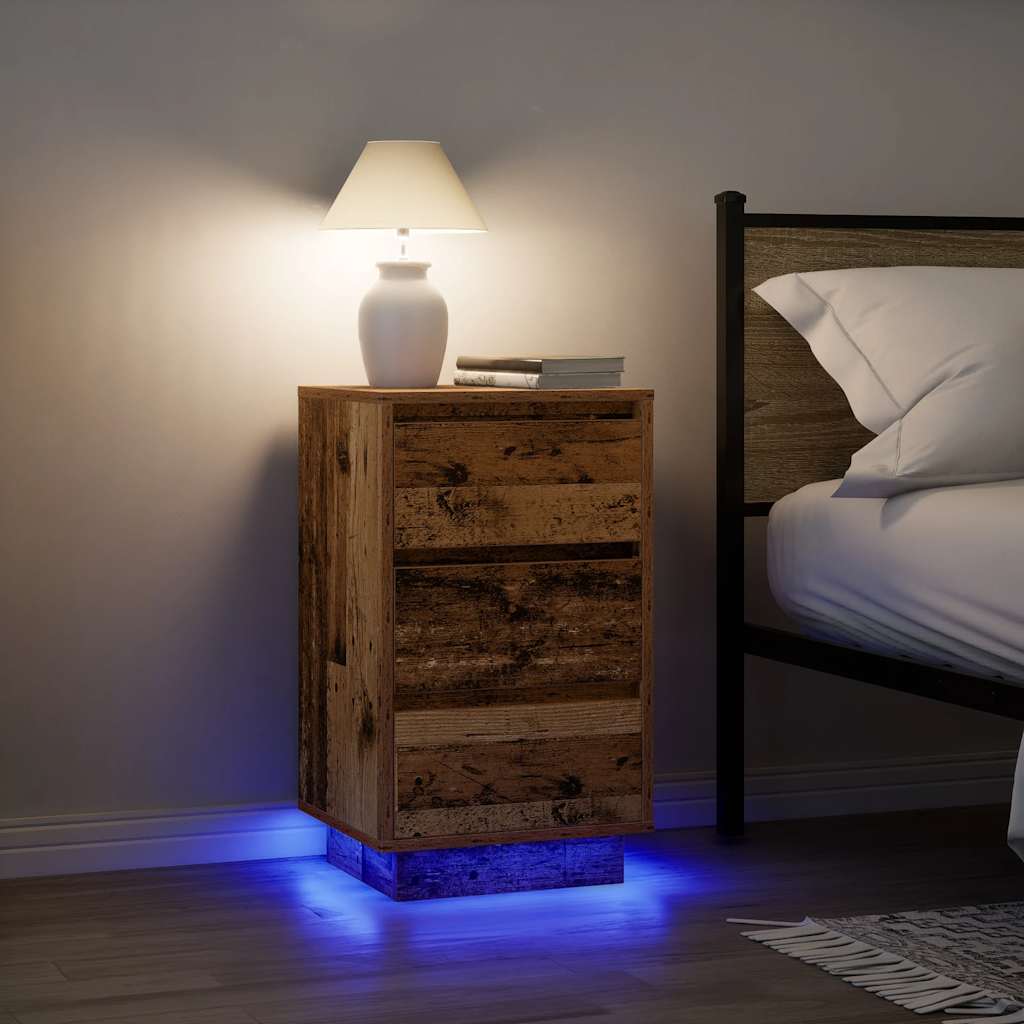 Bedside Cabinet With Led Lights 38X34X